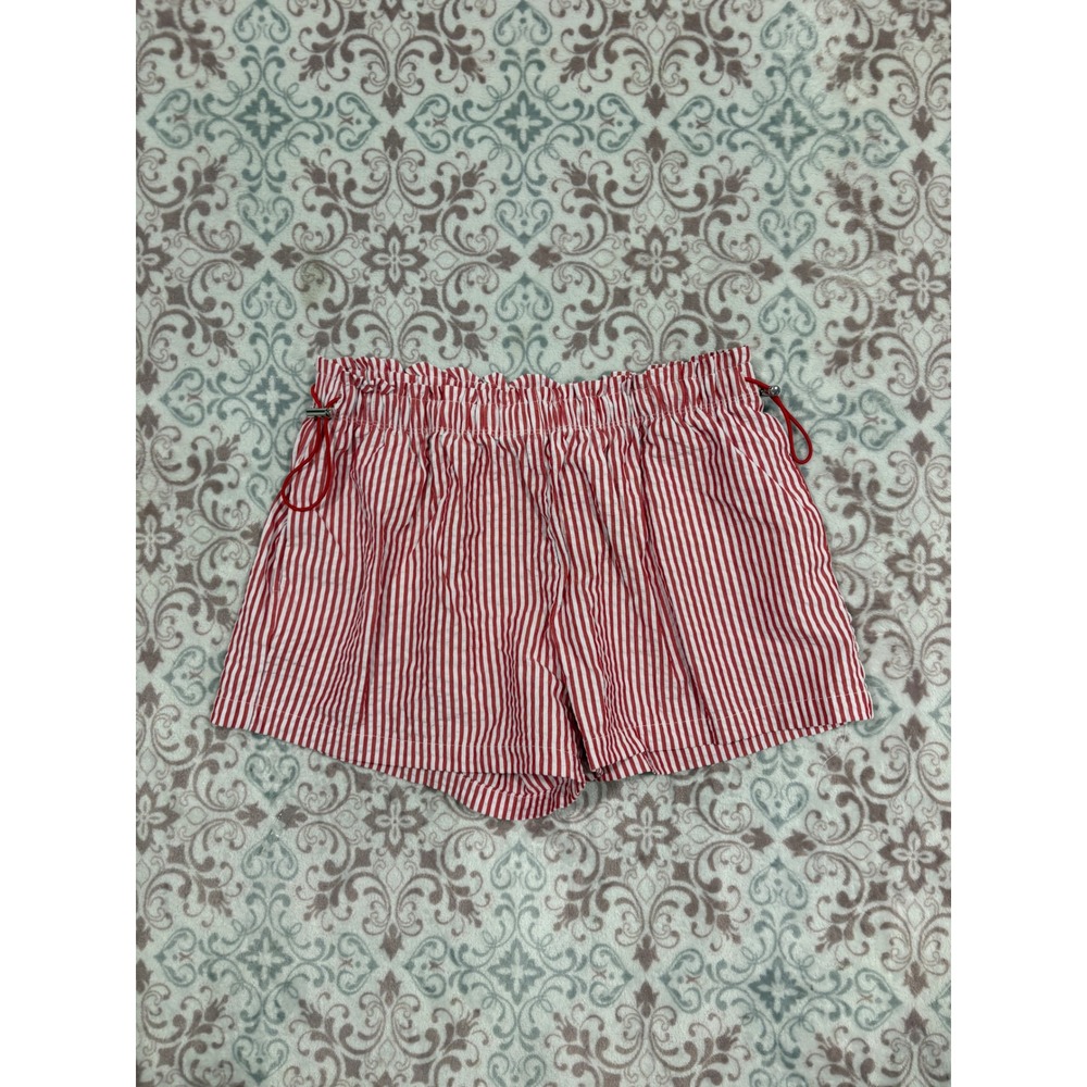 No Boundaries Red White Striped Paperbag Shorts Small 4-6 Drawstring Toggles